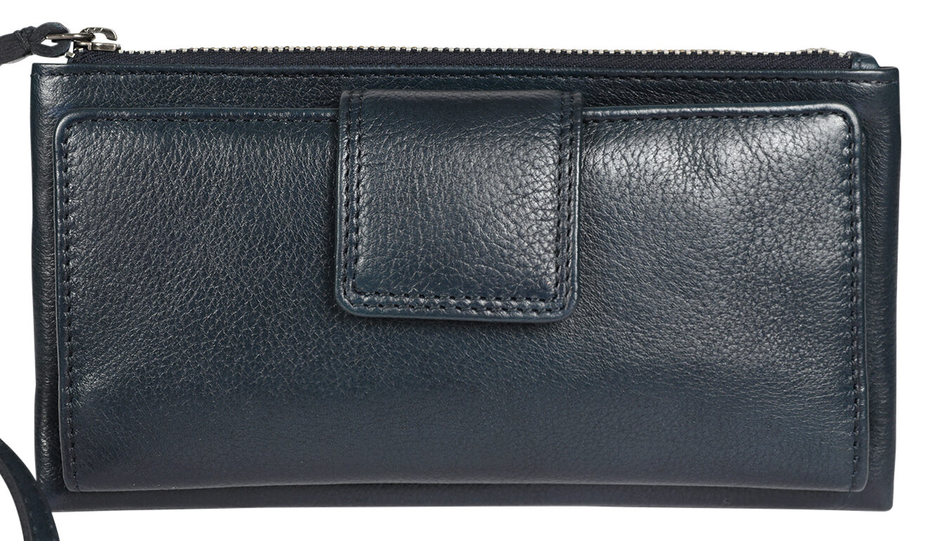 Ladies Leather Wallet Style 7655 Tan Navy
