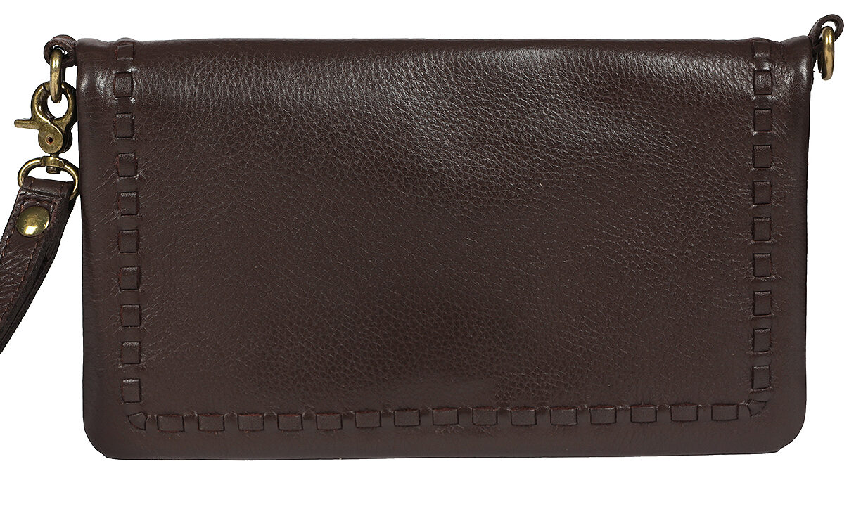 Ladies Leather Wallet/Cross Body Style 7969 Dark Brown