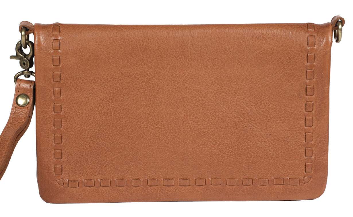 Ladies Leather Wallet/Cross Body Style 7969 Tan